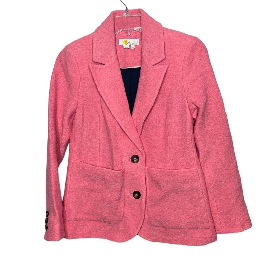 Boden Bella Textured Barbie Pink Wool Blazer. Size 2 Petite.